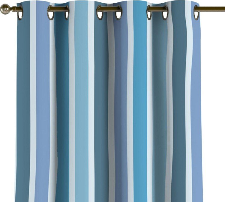 Комплект штор на люверсах «Сине-голубые вертикальные полоски»