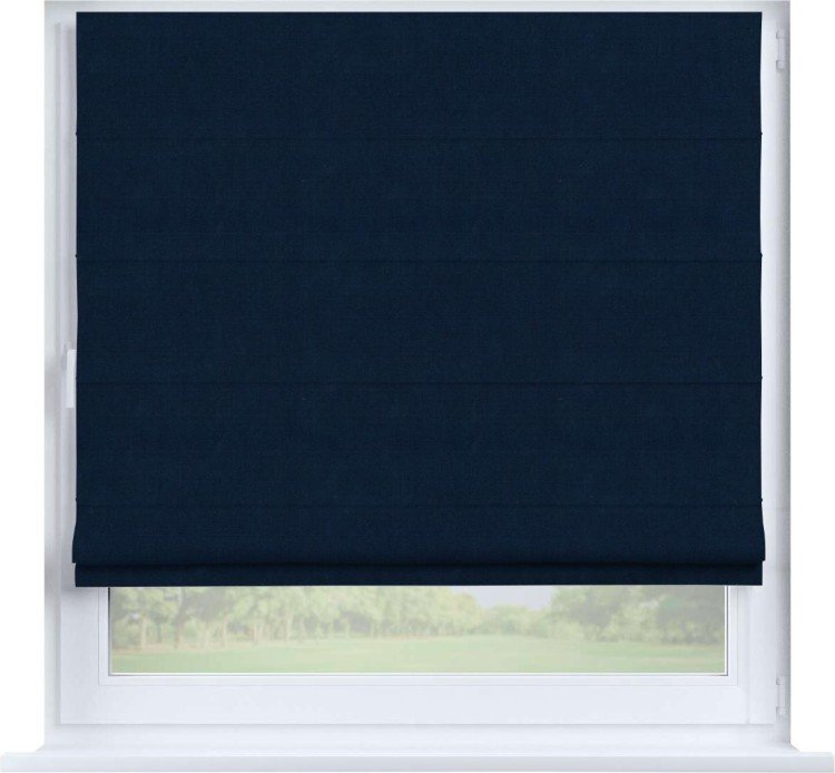 Римская штора «Кортин» на створку, ткань вельвет тёмно-синий