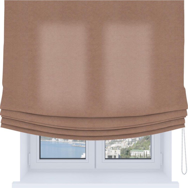 Римская штора Soft с мягкими складками, ткань вельвет брусничный джем