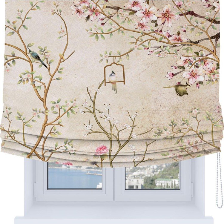 Римская штора Soft с мягкими складками, «Весенний сад»