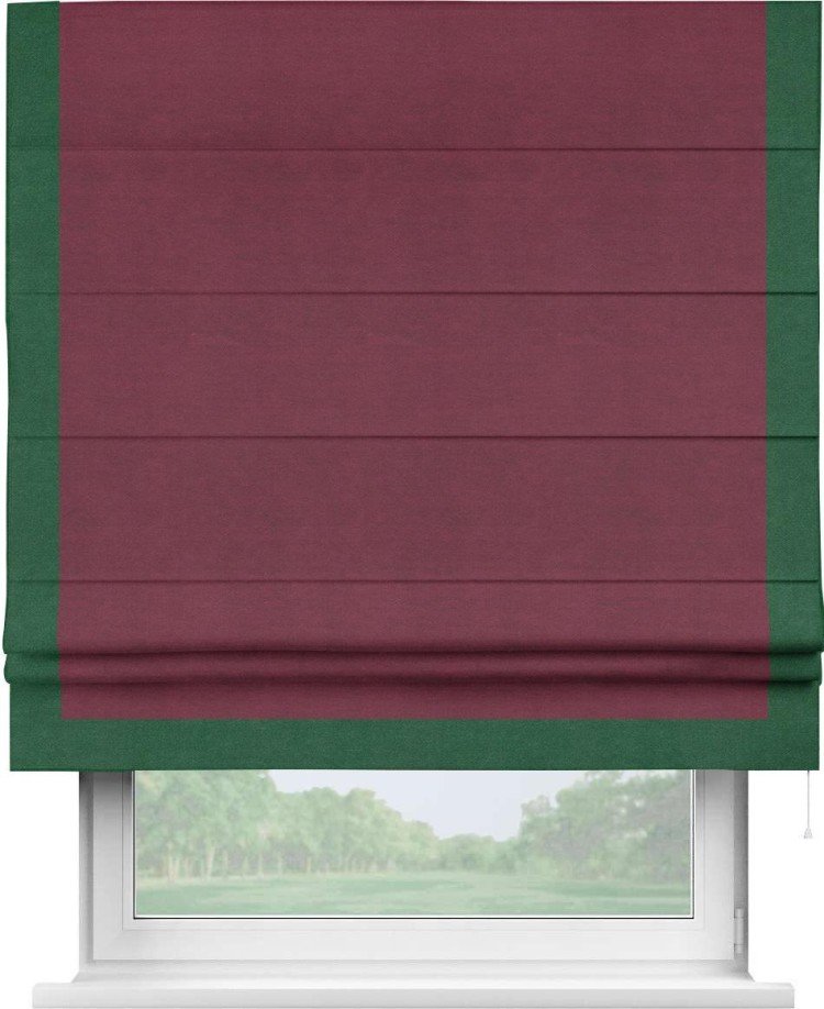 Римская штора «Кортин» с кантом Виктория, для проема, ткань вельвет бордовый